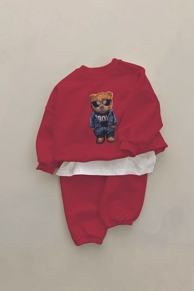 ADABEBEK New Season Boy Cool Bear Printed 2-Piece Baby Set 11143