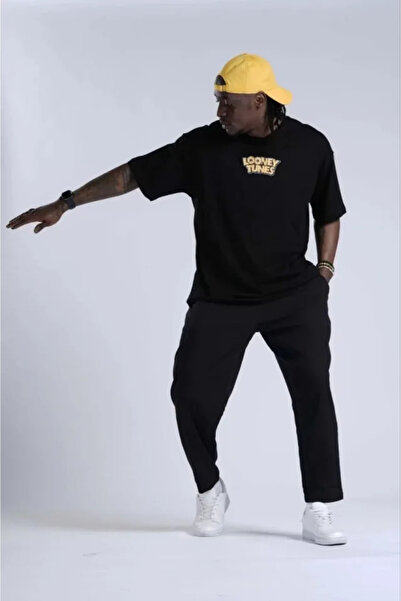 Femella Women Fashion Μπλουζάκι Unisex Crew Neck Printed Oversize - Μαύρο