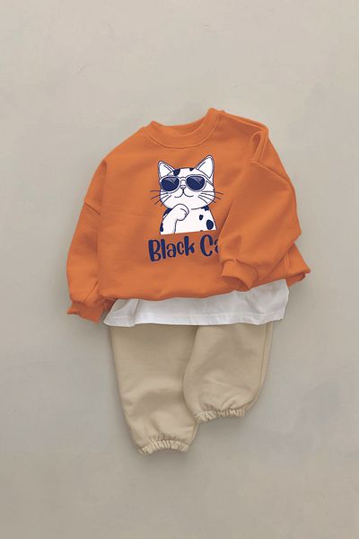 ADABEBEK New Season Black Cat Printed 2-Piece Baby Set 23351