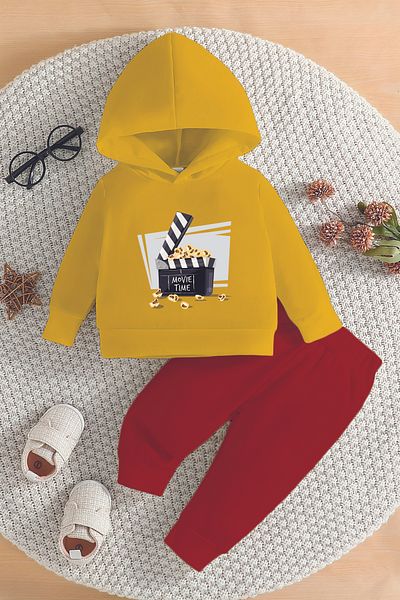 ADABEBEK New Season Movie Time Printed Hoodie 2-Piece Baby Set 232327