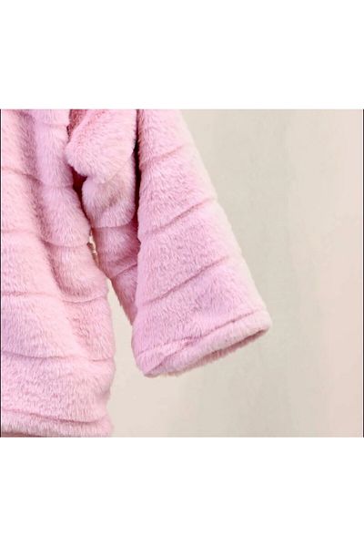 CİCHLİD Girl's Hooded Combed Combed Plush Coat