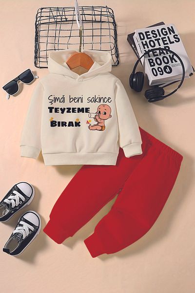 ADABEBEK New Season Let Me Go to My Aunt Printed Hoodie 2-Piece Baby Set 232329