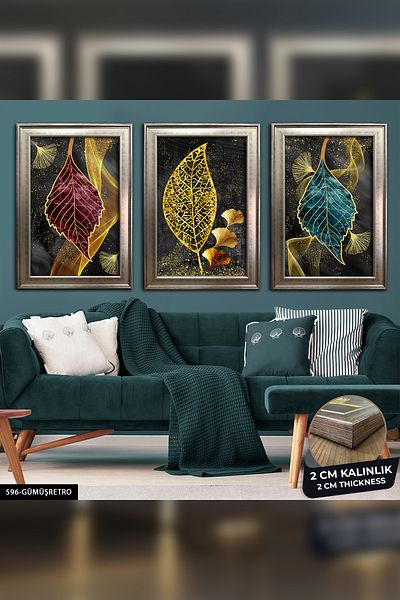 Evinemoda Pictură CVPLK în aur abstract 3 buc