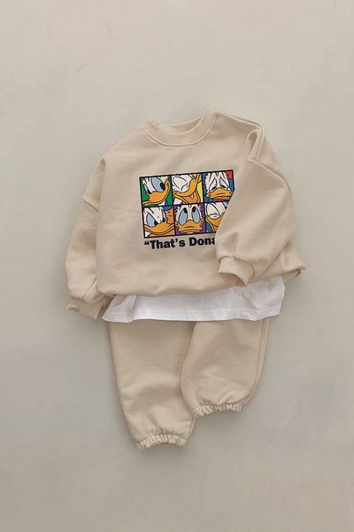 ADABEBEK New Season Hey Duck Cartoon Character Printed 2-Piece Baby Set 23293