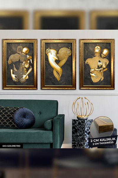 Evinemoda Pictură artistică sculptată în 3 piese cu tema dragostei