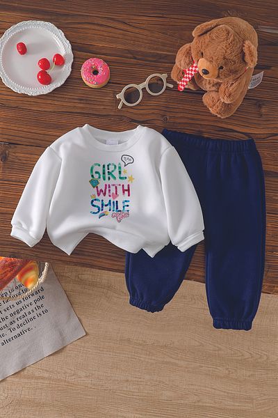ADABEBEK New Season Shiny Girl Printed 2-Piece Baby Set 11081