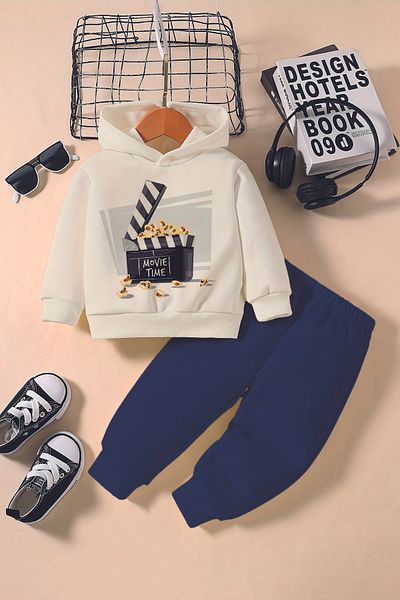 ADABEBEK New Season Movie Time Printed Hoodie 2-Piece Baby Set 232327