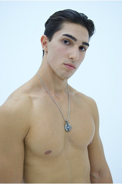 OneArjethnic Gümüş kaplama pusula kolye