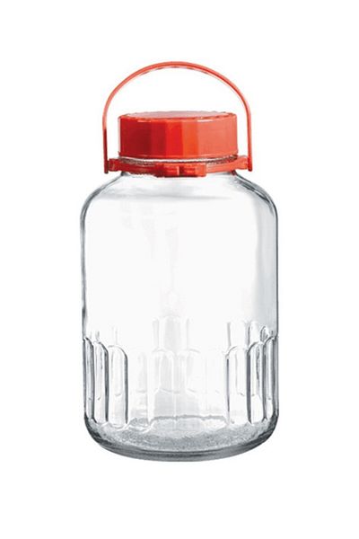 Paşabahçe 80006 Harvest Glass 4 Liter Pickle Erzak Jam Storage Container Jar Red Lid
