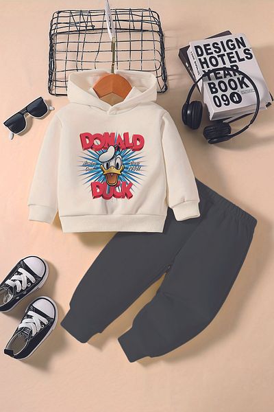 ADABEBEK New Season Cute Duck Printed Hoodie 2-Piece Baby Set 232345