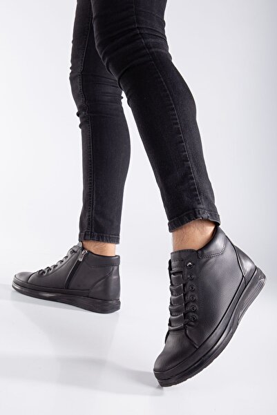 By Oxford GARANTİLİ SİYAH RENK ORTAPEDİK TABAN FERMUARLI SICAK ASTARLI BOT KAUÇUK TABAN BAĞCIKLI BOT