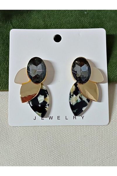mos&more Gold Black Stylish Women's Earrings