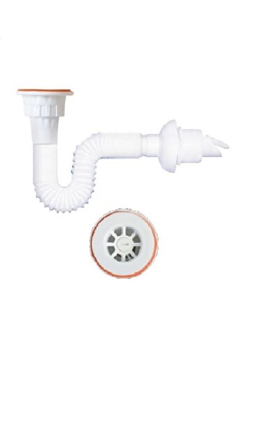 RENKYAPI Su Sızdırmaz Koku Önleyici Kapaklı Körüklü Lavabo Sifonu Lavabo Gider Borusu Hortum 80 cm