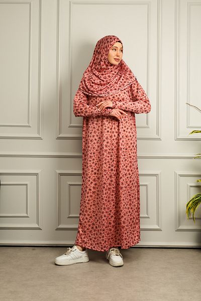 Kutay Collection Γυναικείο χιτζάμπ κομψό φόρεμα προσευχής με μονοκόμματη μαντίλα εποχιακό ύφασμα