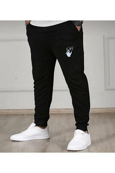 dk defne ky OFF1 Ανδρικό εμπριμέ μαύρο παντελόνι Jogger Sweat