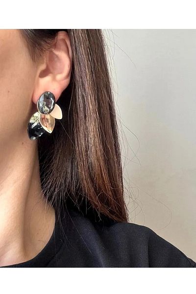 mos&more Gold Black Stylish Women's Earrings