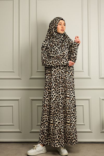 Kutay Collection Γυναικείο χιτζάμπ κομψό φόρεμα προσευχής με μονοκόμματη μαντίλα εποχιακό ύφασμα