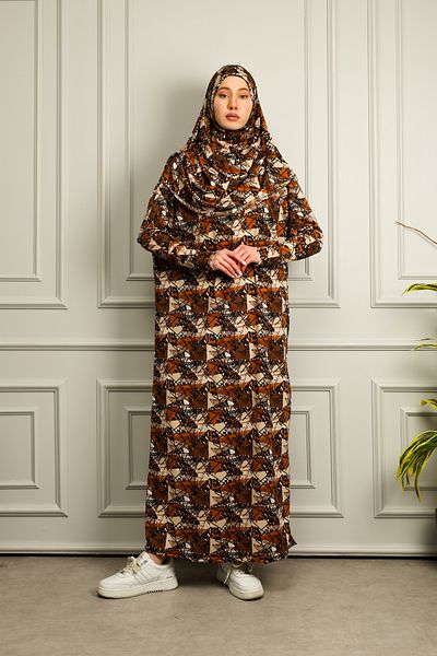 Kutay Collection Γυναικείο χιτζάμπ κομψό φόρεμα προσευχής με μονοκόμματη μαντίλα εποχιακό ύφασμα