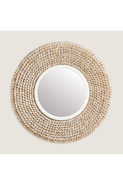 Chakra Shell Yuvarlak Ayna 40 Cm Bej
