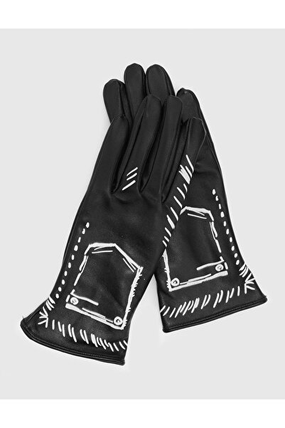 İLVİ Ніна Шкіряні чорні жіночі рукавички