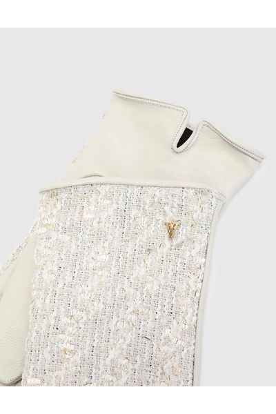 İLVİ Sivira Genuine Leather Ecru Women's Gloves