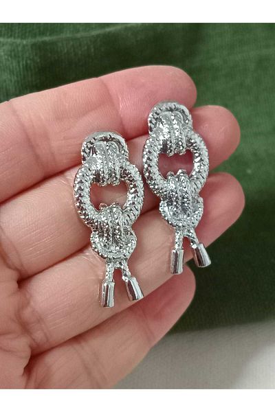 mos&more Silver Knot Design Lightweight Women's Earrings