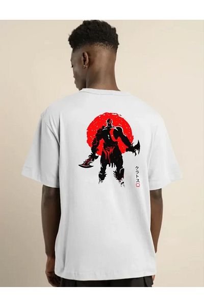 JANES Λευκό μπλουζάκι Unisex Oversize με στάμπα με λαιμόκοψη