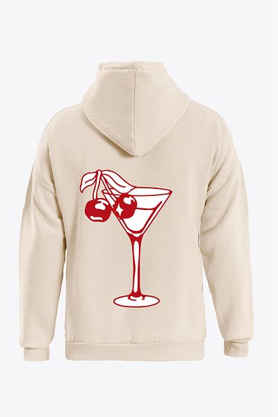 SOFTWAY Unisex Cherry Cocktail με στάμπα μαλακό φλις φούτερ με κουκούλα - ΜΠΕΖ