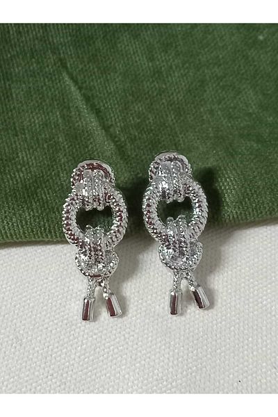 mos&more Silver Knot Design Lightweight Women's Earrings