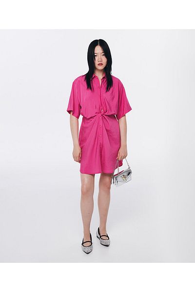 Twist Shirt Dress - Twist Detailed