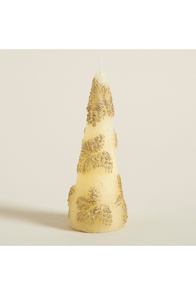 Chakra Pinecone Dekoratif Mum 19 Cm Altın