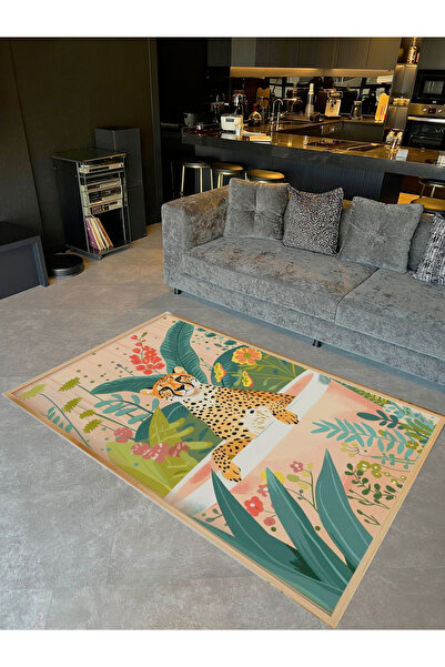 Rugs Modern Halı Συλλογή Kubilay Υφαντό χαλί με μοτίβο λεοπάρδαλης και δέντρω...