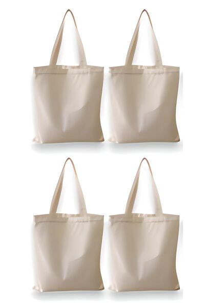 MUTURA Baskısız 240 Gr. Ham Bez Çanta 4 adet Kumaş Punch Ve Boyamaya Uygun Ke...