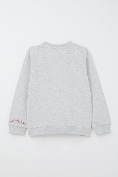 Breeze Σετ αθλητικής φόρμας για κορίτσια 1,5-5 ετών - Κέντημα με λουλούδια, ανοιχτό γκρι μελανζέ