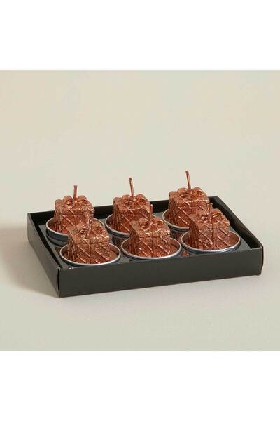 Chakra Gift 6 Lı Dekoratif Mum 13x5 Cm Bakır