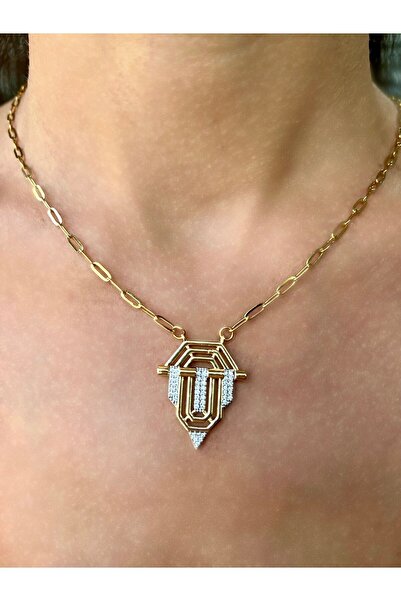 Çelik Kadın Serenay Gold Kolye Çelik Kolye