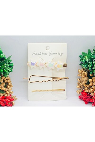 İnDerin Gold Color 3-Piece Hair Clasp Set