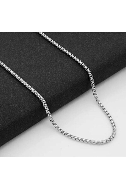 Valdora Vd Men's Gray Knitted Model Steel Chain Necklace