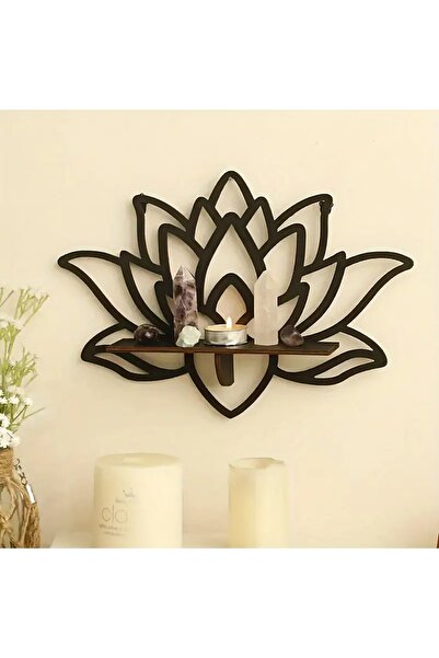 HSWOOD Ahşap Lotus Desenli Duvar Rafı Duvar Dekorasyon Ürünü Ahşap Raf