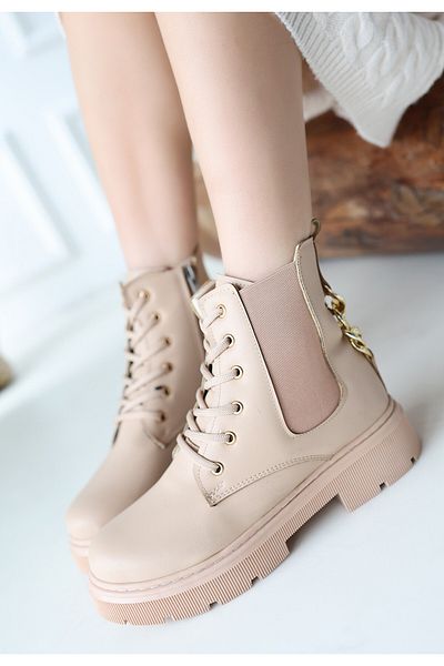BESKAR Μπότες Harte Nude Skin Lace Up