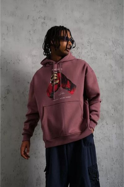 JANES Ανδρικά γάντια Dusty Rose με στάμπα με κουκούλα