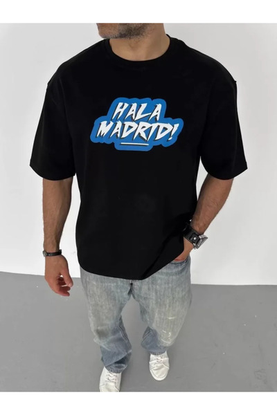 Femella Women Fashion Μπλουζάκι Unisex Crew Neck Printed Oversize - Μαύρο