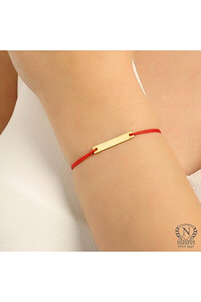 Nusret Takı 925 Ayar Gümüş Kırmızı İpli Plaka Bileklik