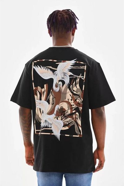 modaserdem Μαύρο μπλουζάκι Unisex με στάμπα oversize