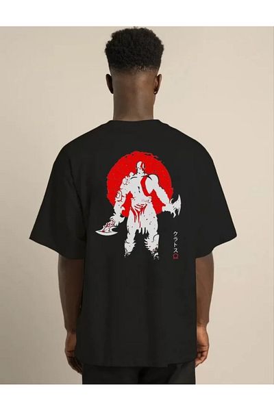 modaserdem Μπλουζάκι Unisex Crew Neck Printed Oversize - Μαύρο