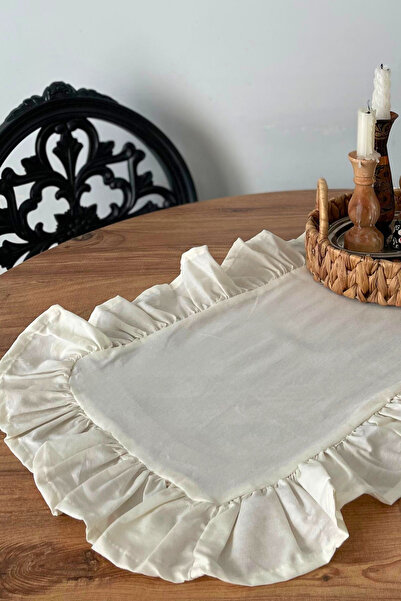 KAMİZ Fırfırlı Krem Runner 40x110