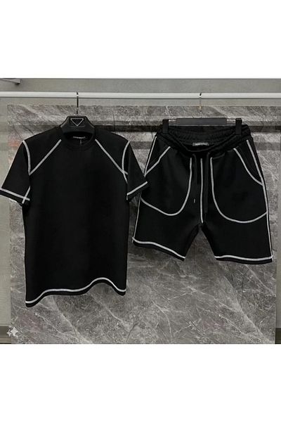 Moka Shopin Mokashopin Unisex Karoyaka Stitched Shorts Set - Black
