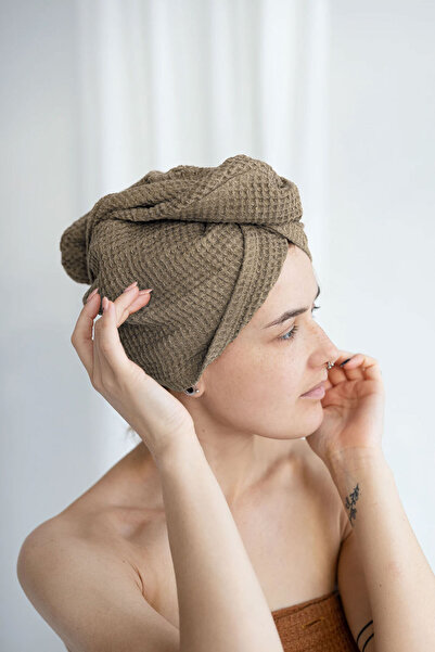 Salvia Dione Hair Drying Cap Towel Pique Buttoned Cotton Hair Skin Care Makeup Beach Bath Hair Drying Cap