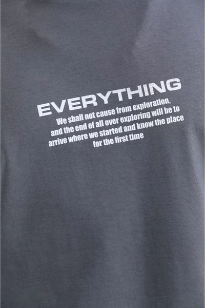 modaserdem Γκρι μπλουζάκι Unisex Oversize Crew Neck με στάμπα
