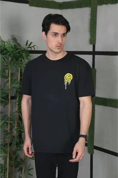 modaserdem Μπλουζάκι Unisex Crew Neck Printed Oversize - Μαύρο